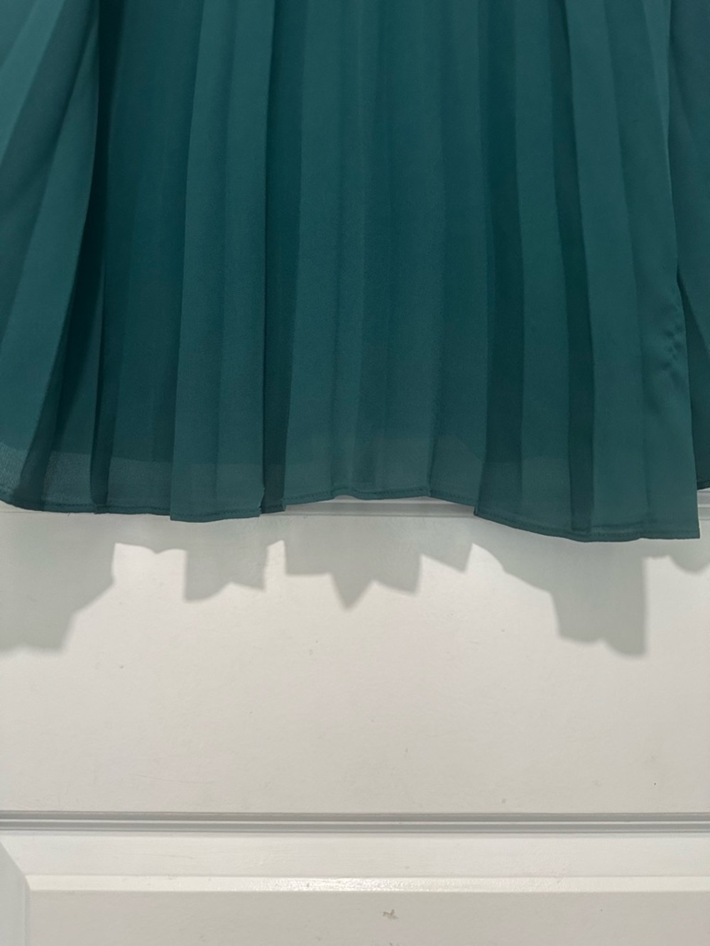 Penningtons Teal Pleated Button-Front Tie-Neck Blouse - Picture 10 of 13